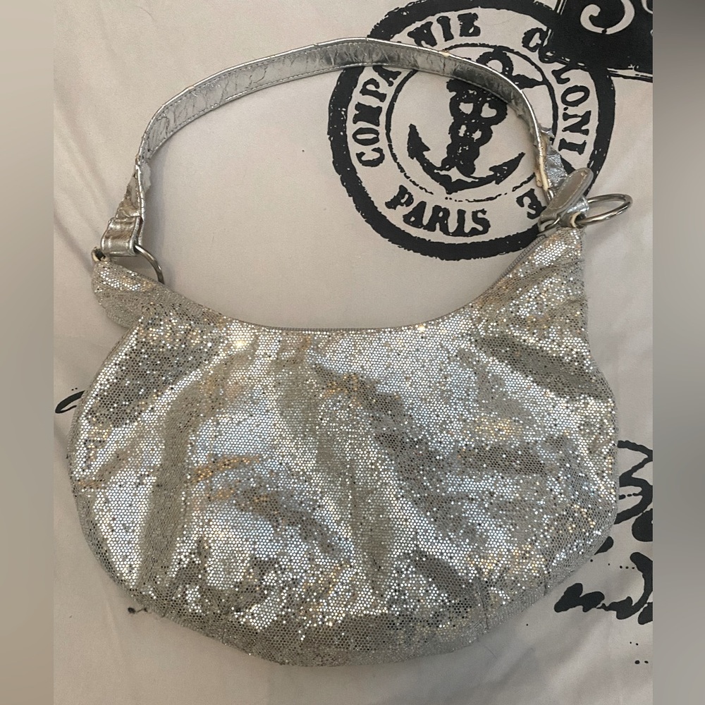 2/$20 or Free with $35+ Bundle Silver Glitter Metallic Clutch Purse Hobo Handbag